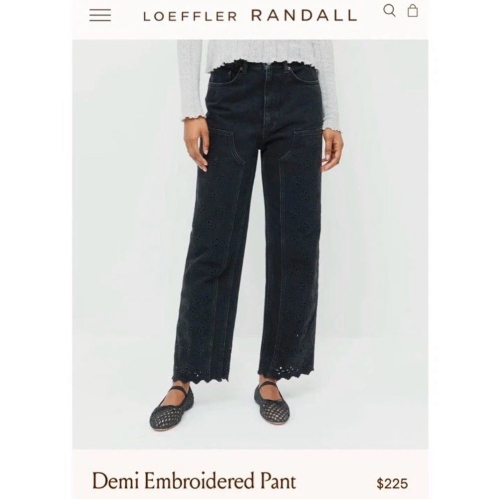 Loeffler Randall demi embroidered pant sz 0 NWT